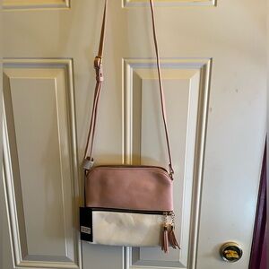 Stylish Pink and Cream Crossbody Bag